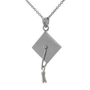 Sterling Silver Graduation Cap Charm Necklace
